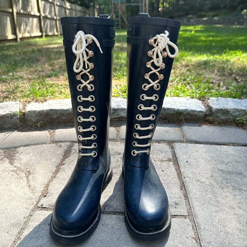 Ilse Jacobsen Dark Blue Lace-Up Rain Boots